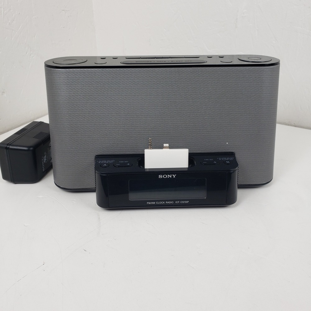 Sony Dream Machine ICF-CS10iP FM/AM Clock Radio iPod iPhone Dock Black Silver